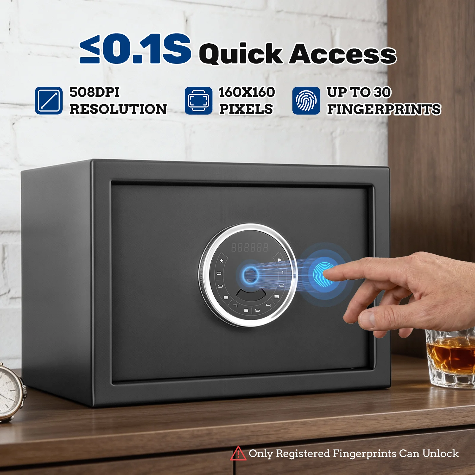 SF0502 Home Safe, Auto-Open 1.0 Cu Ft Biometric Lockbox - Image 3