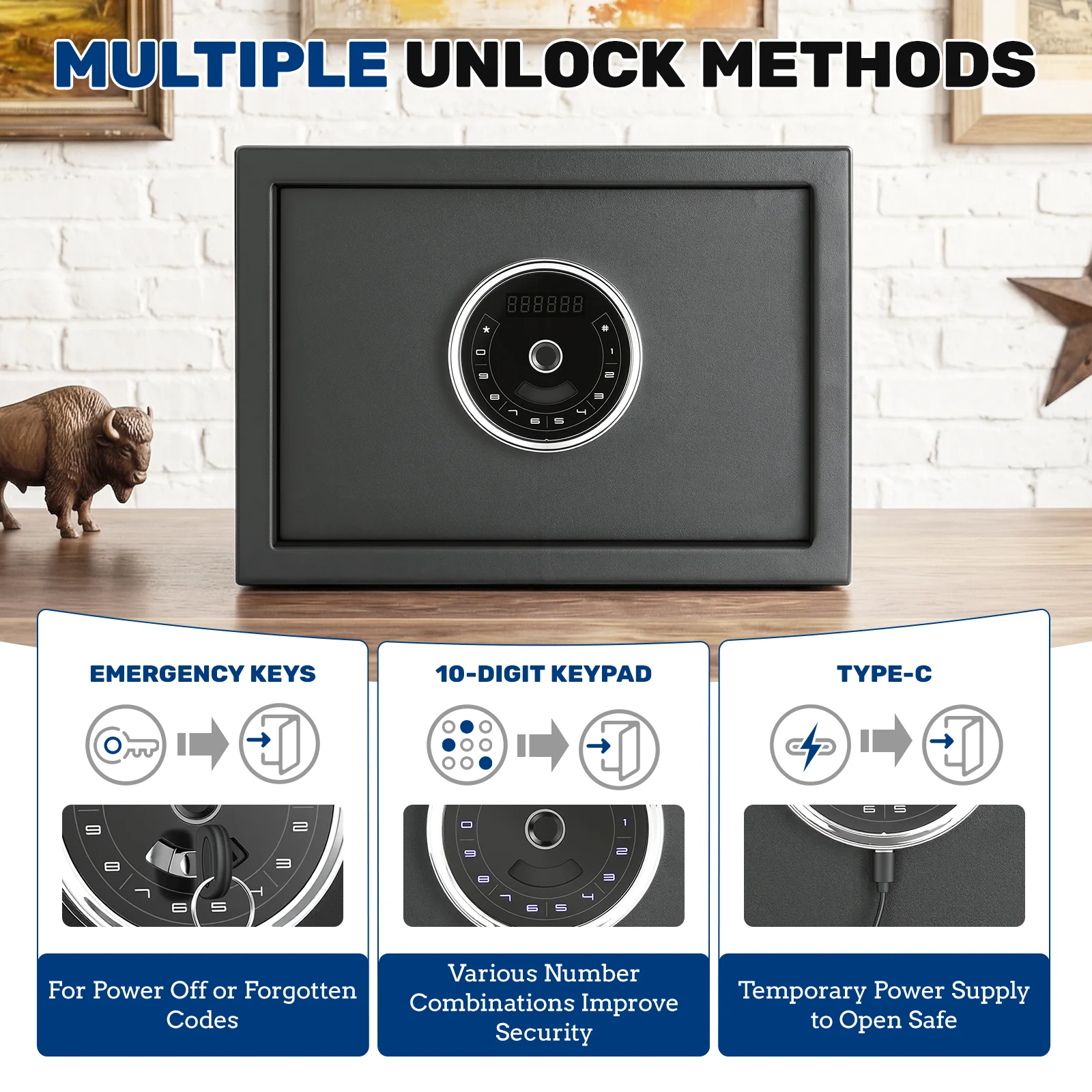 SF0502 Home Safe, Auto-Open 1.0 Cu Ft Biometric Lockbox - Image 5