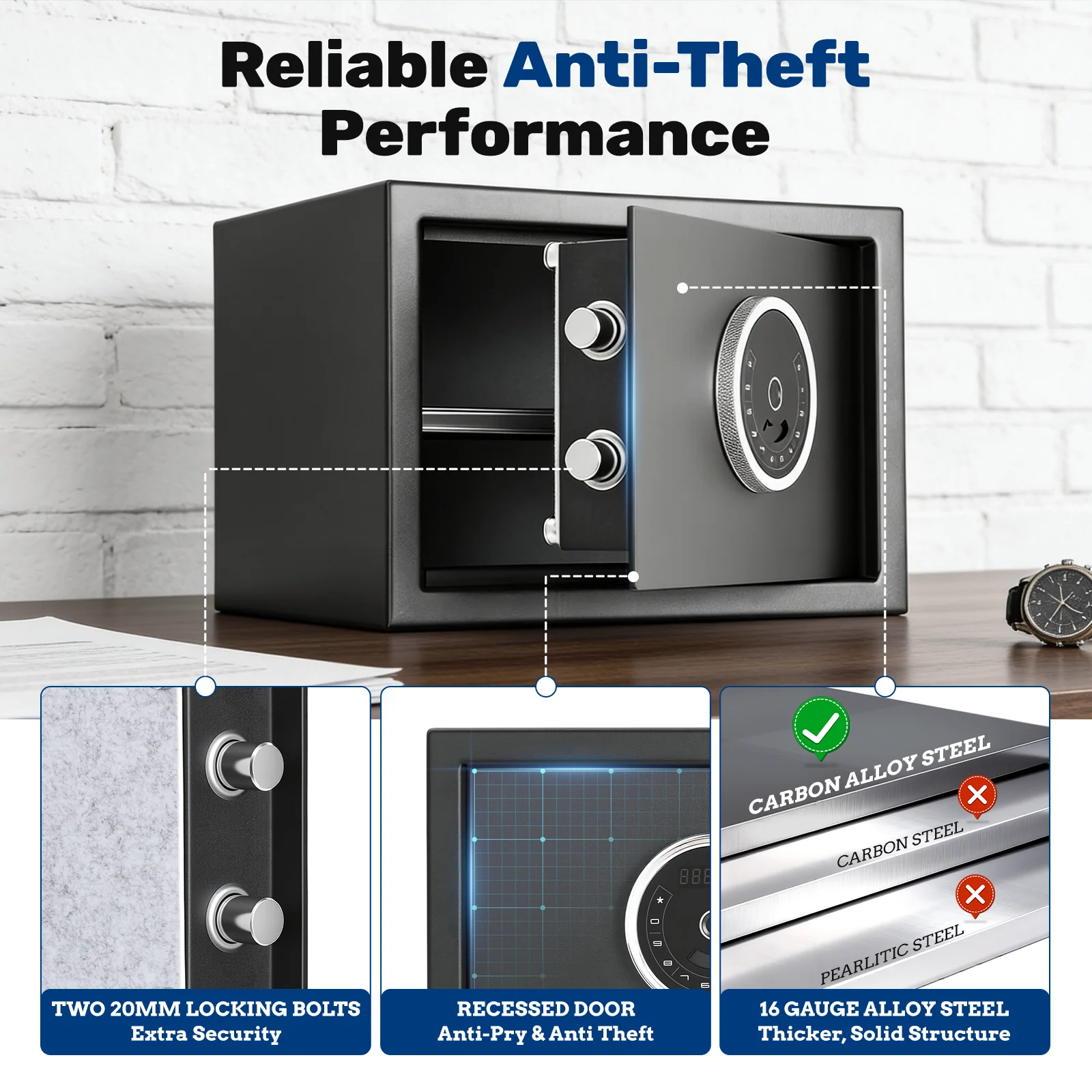 SF0502 Home Safe, Auto-Open 1.0 Cu Ft Biometric Lockbox - Image 6