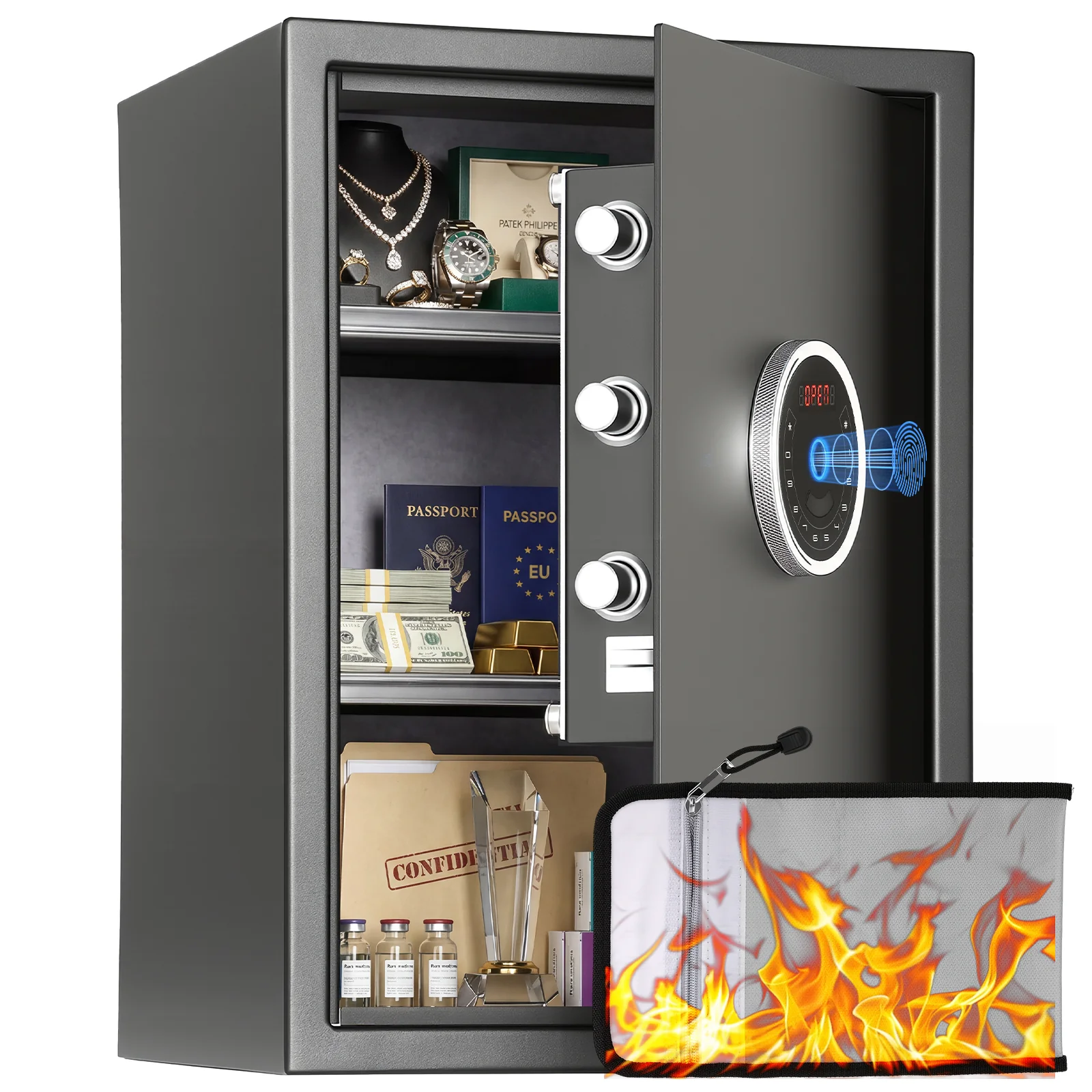 SF0505 Home Safe, Auto-Open 2.0 Cu Ft Fingerprint Quick Access - Image 10