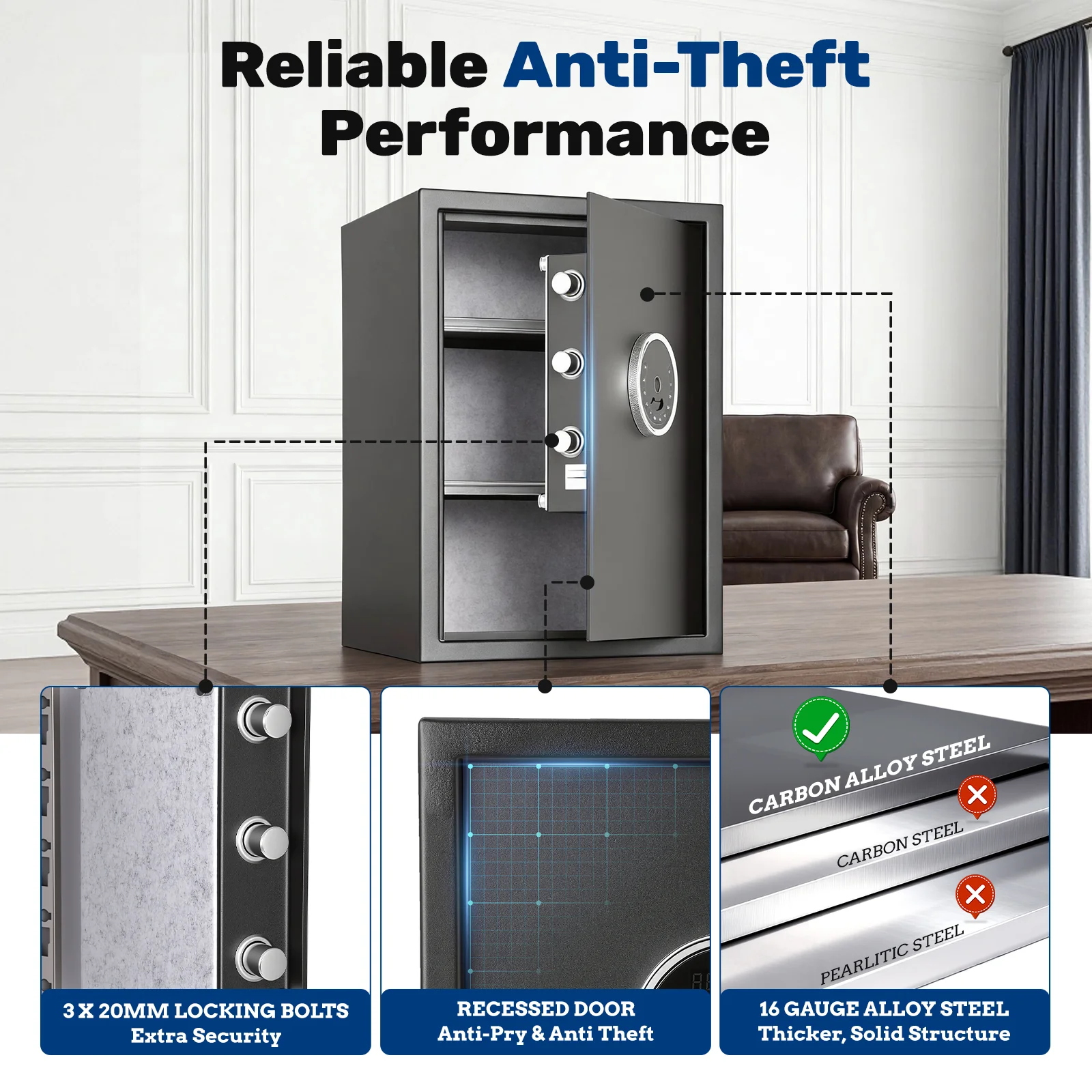 SF0505 Home Safe, Auto-Open 2.0 Cu Ft Fingerprint Quick Access - Image 6
