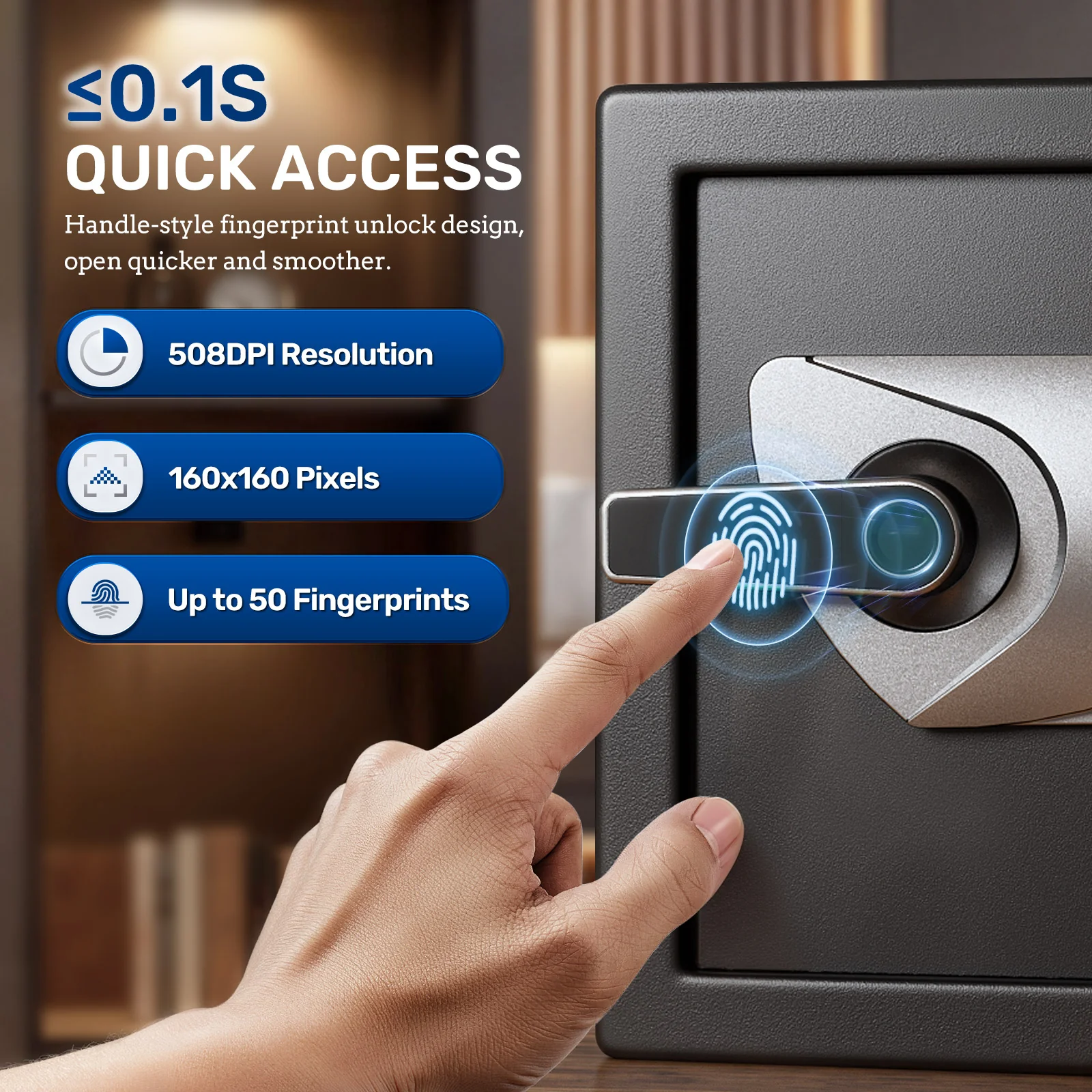 SF0602 Home Safe, 1.0 Cu Ft Fingerprint Alloy Steel Lock - Image 3