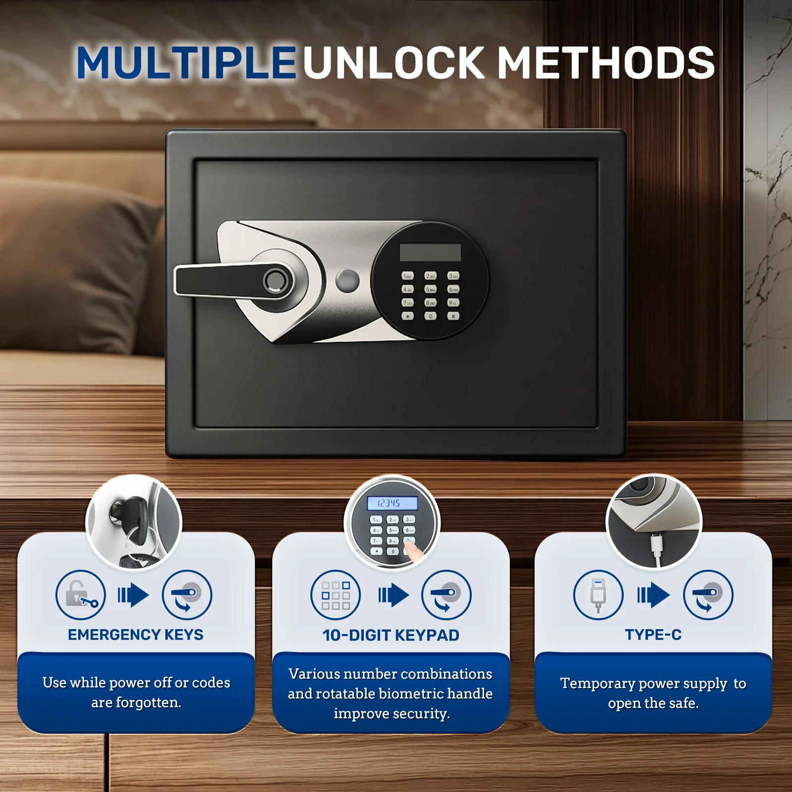 SF0602 Home Safe, 1.0 Cu Ft Fingerprint Alloy Steel Lock - Image 4
