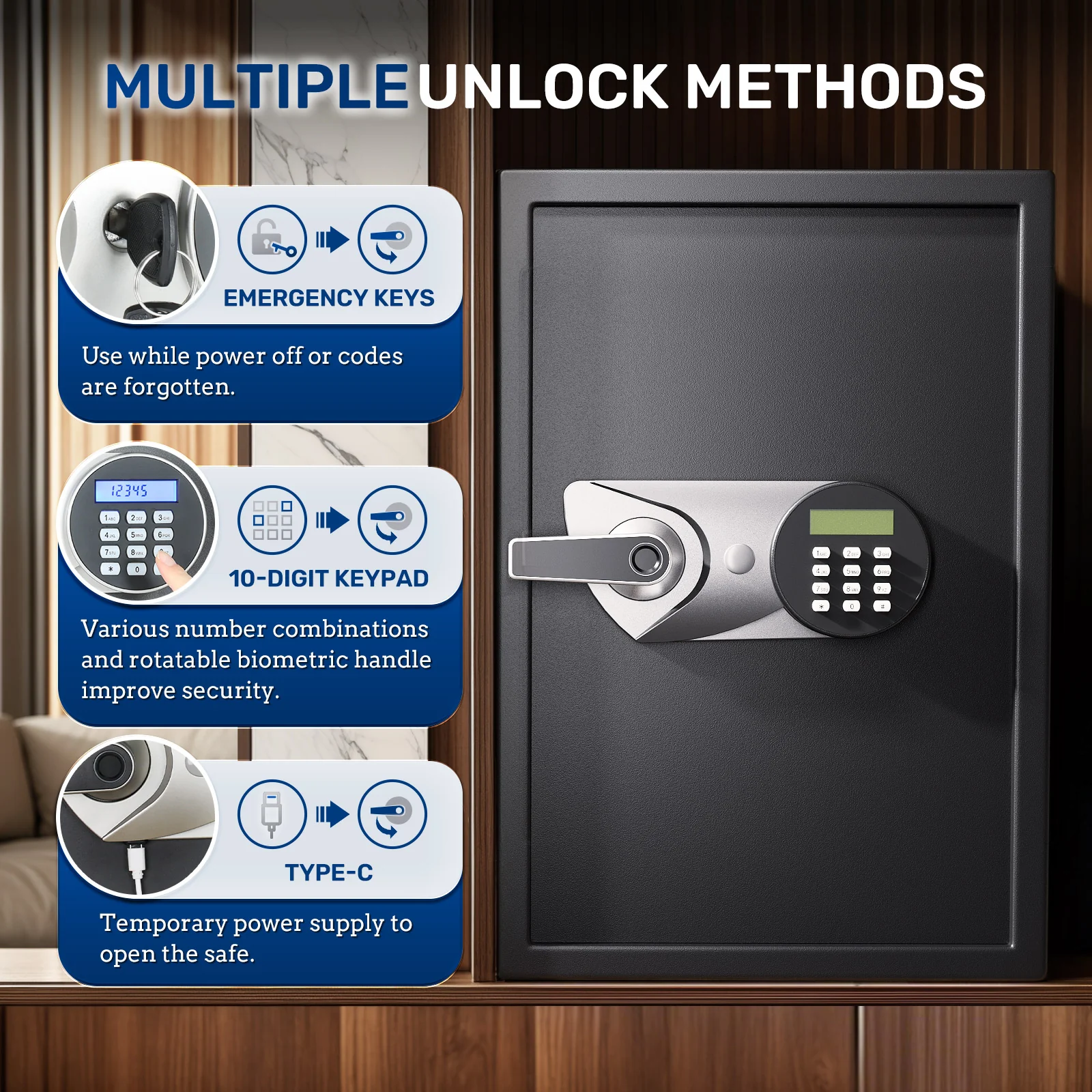 SF0605 Home Safe, 2.0 Cu Ft Fingerprint Keypad Unlock - Image 4
