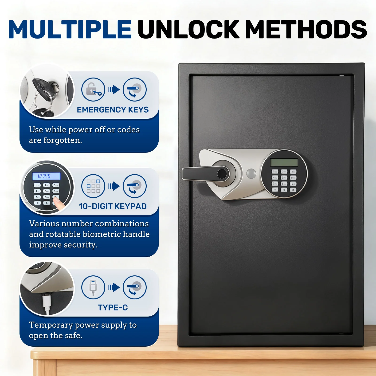 SF0606 Home Safe, 2.2 Cu Ft Fingerprint Digital Lock Box - Image 3