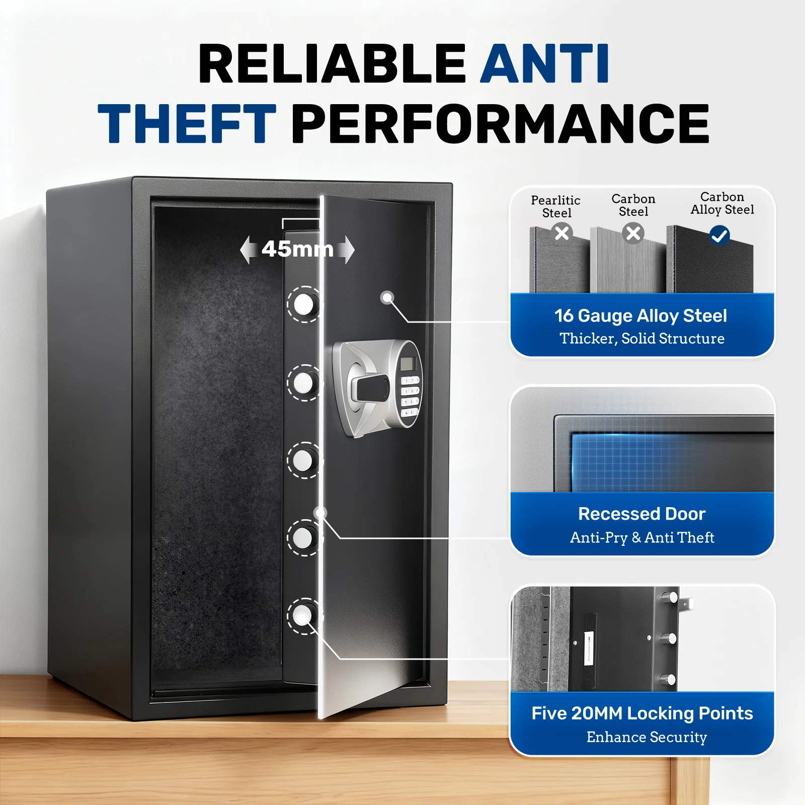 SF0606 Home Safe, 2.2 Cu Ft Fingerprint Digital Lock Box - Image 7