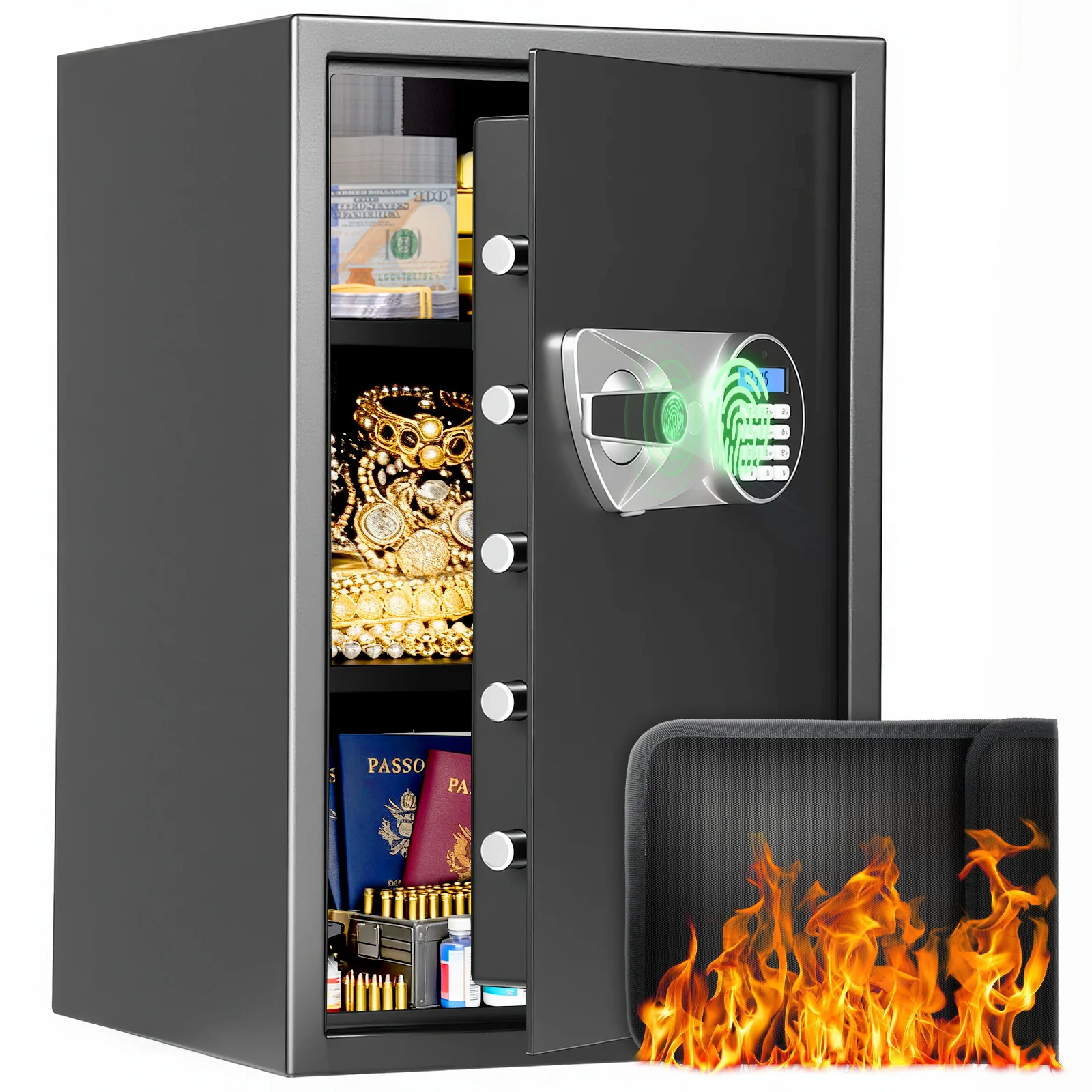 SF0606 Home Safe, 2.2 Cu Ft Fingerprint Digital Lock Box - Image 9