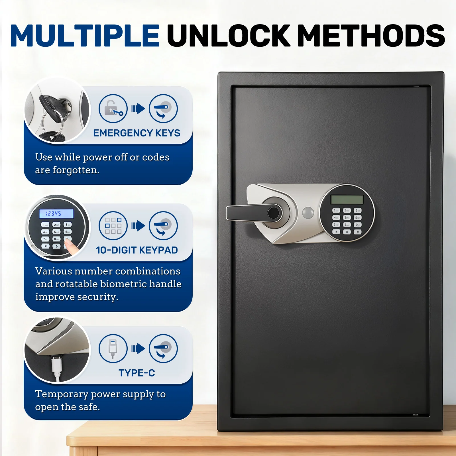 SF0609 Home Safe, 2.7 Cu Ft Fingerprint Security Lock Box - Image 3