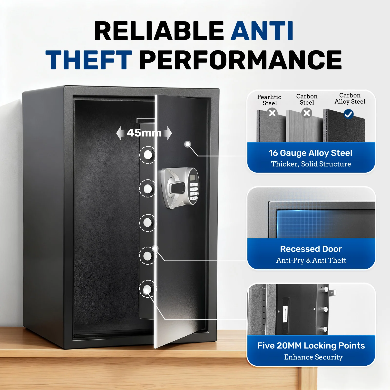SF0609 Home Safe, 2.7 Cu Ft Fingerprint Security Lock Box - Image 7