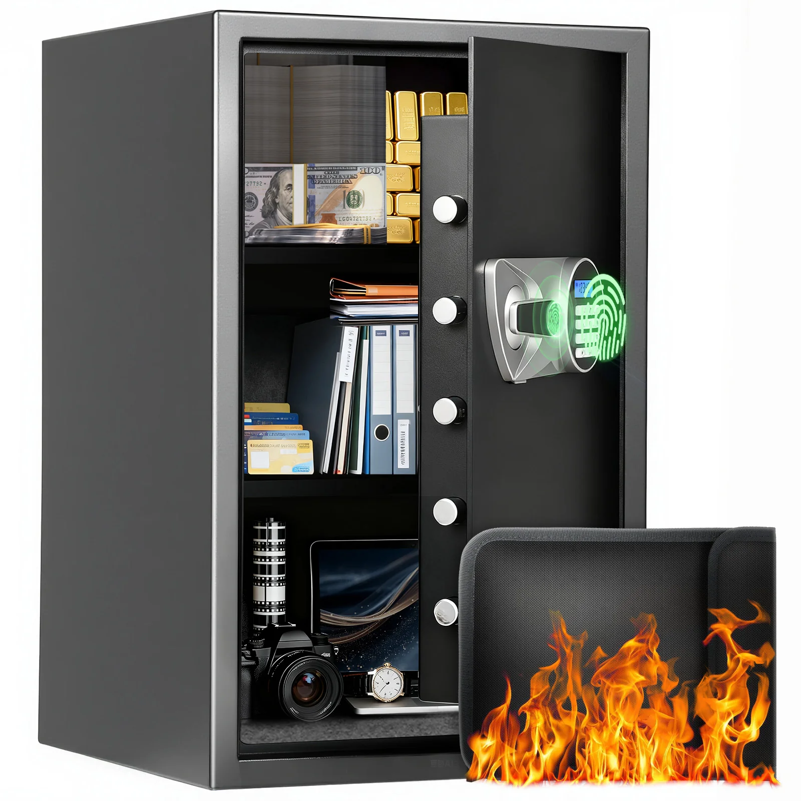 SF0609 Home Safe, 2.7 Cu Ft Fingerprint Security Lock Box - Image 9