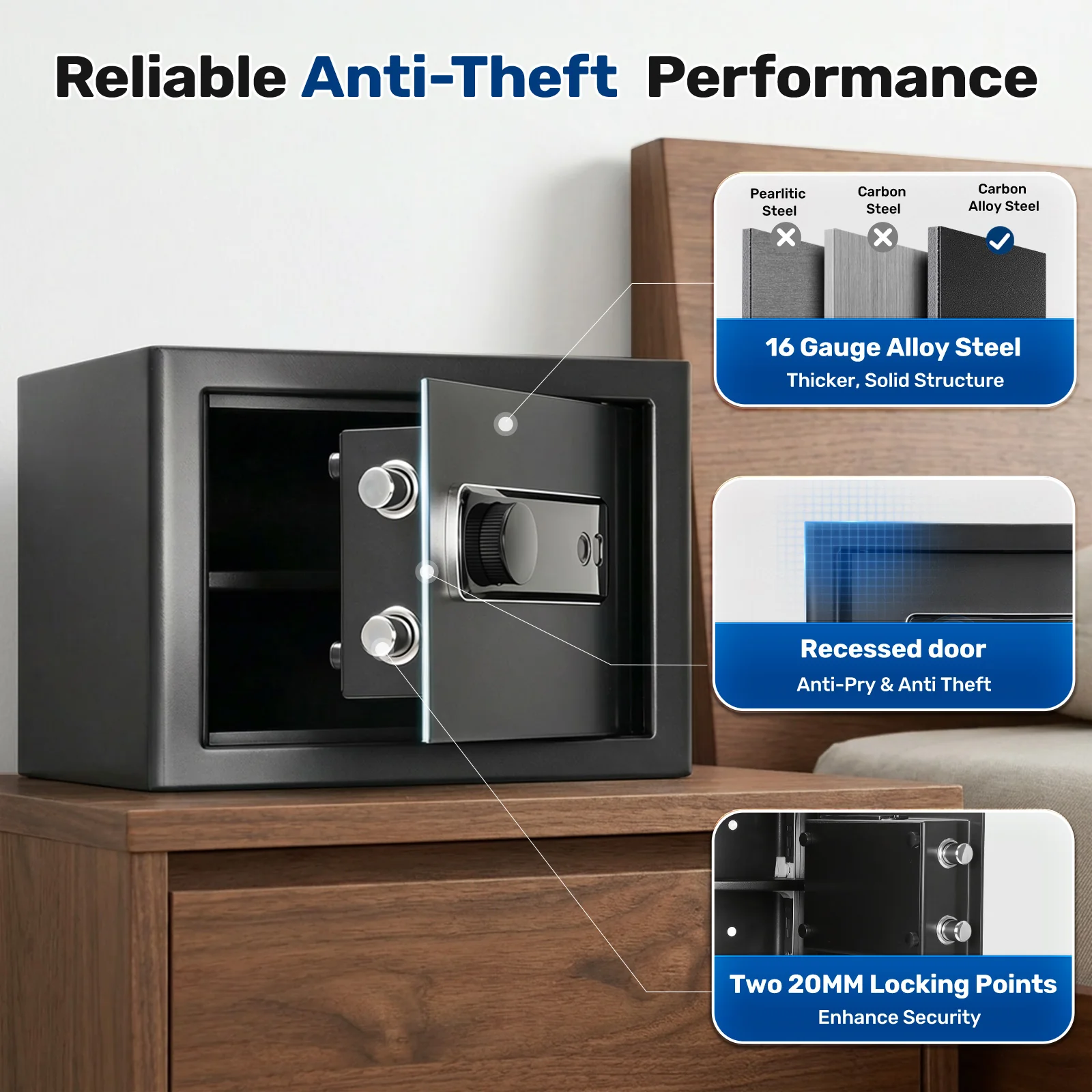 SF0702 Home Safe, 1.0 Cu Ft Hidden Knob Fingerprint Access - Image 4