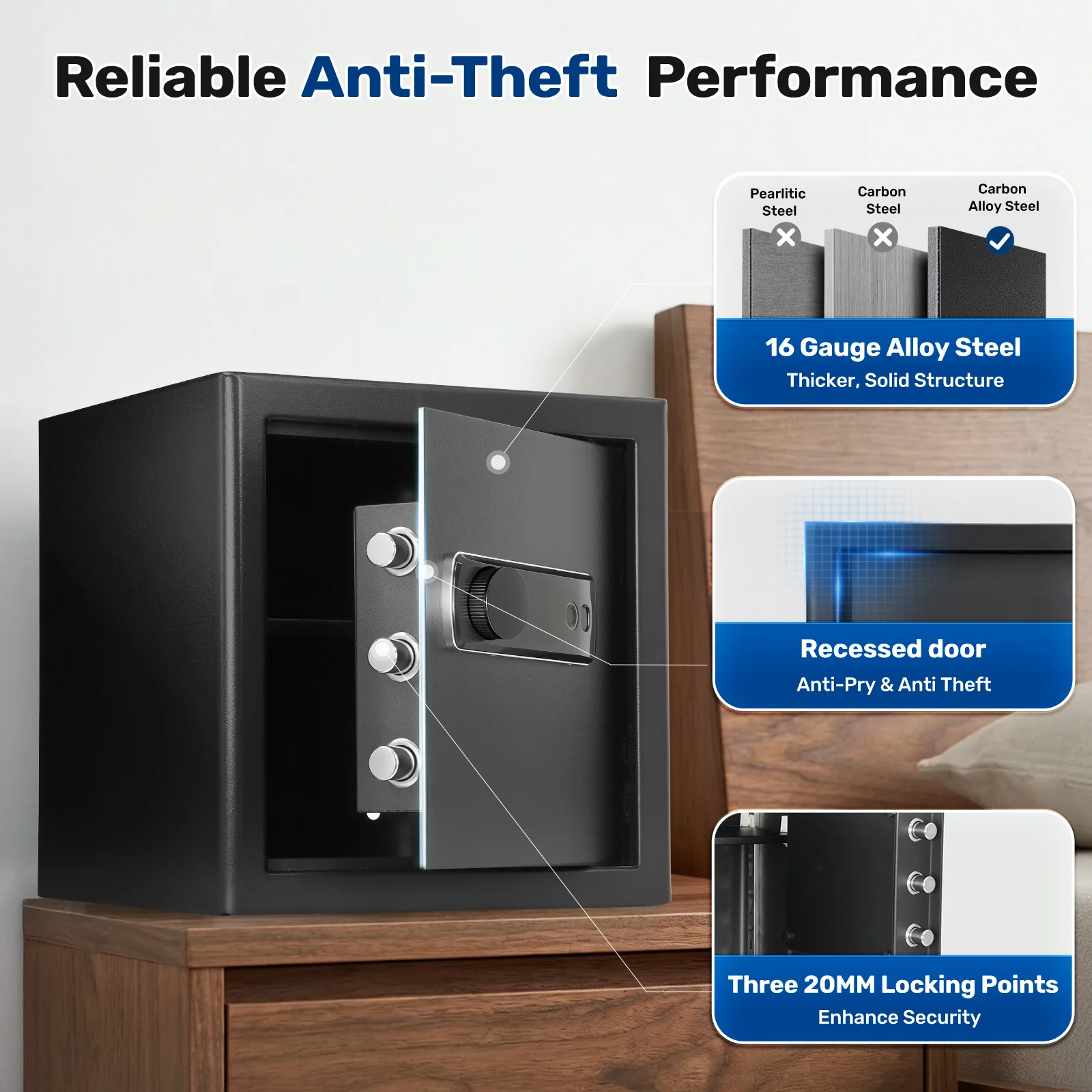 SF0703 Home Safe, 1.5 Cu Ft Hidden Knob Fingerprint Access - Image 4