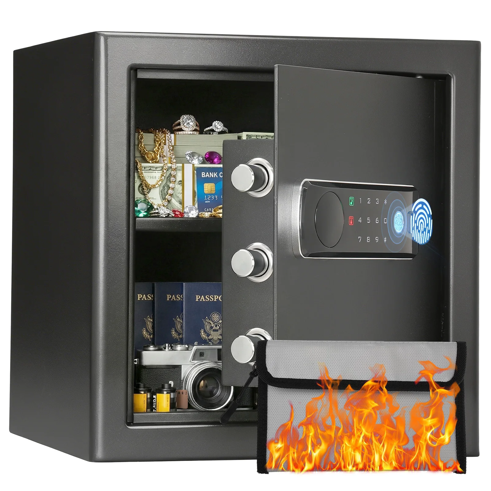 SF0703 Home Safe, 1.5 Cu Ft Hidden Knob Fingerprint Access - Image 9