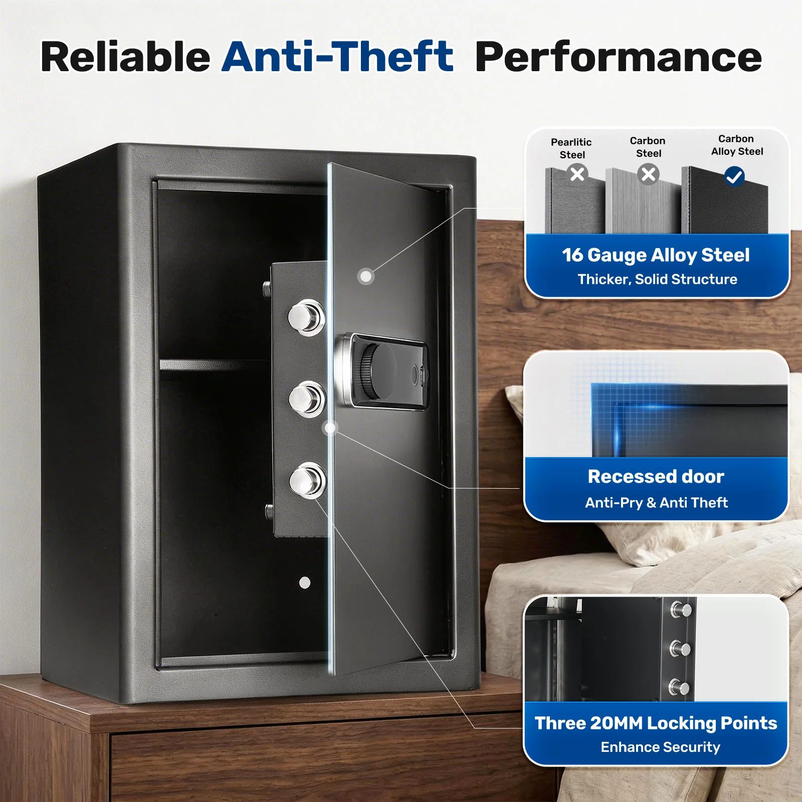 SF0704 Home Safe, 2.0 Cu Ft Hidden Knob Fingerprint Lock Box - Image 6
