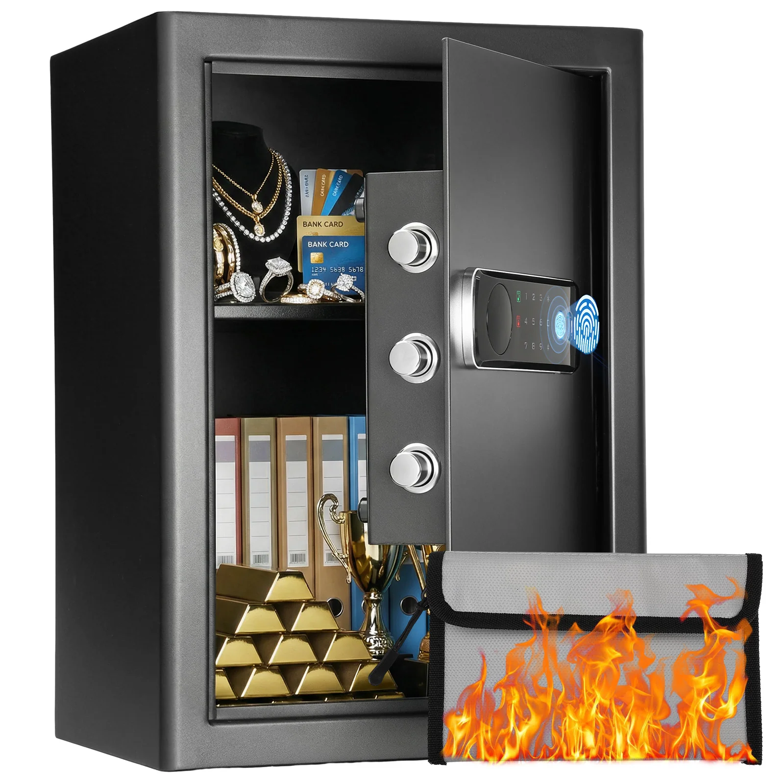 SF0704 Home Safe, 2.0 Cu Ft Hidden Knob Fingerprint Lock Box - Image 9