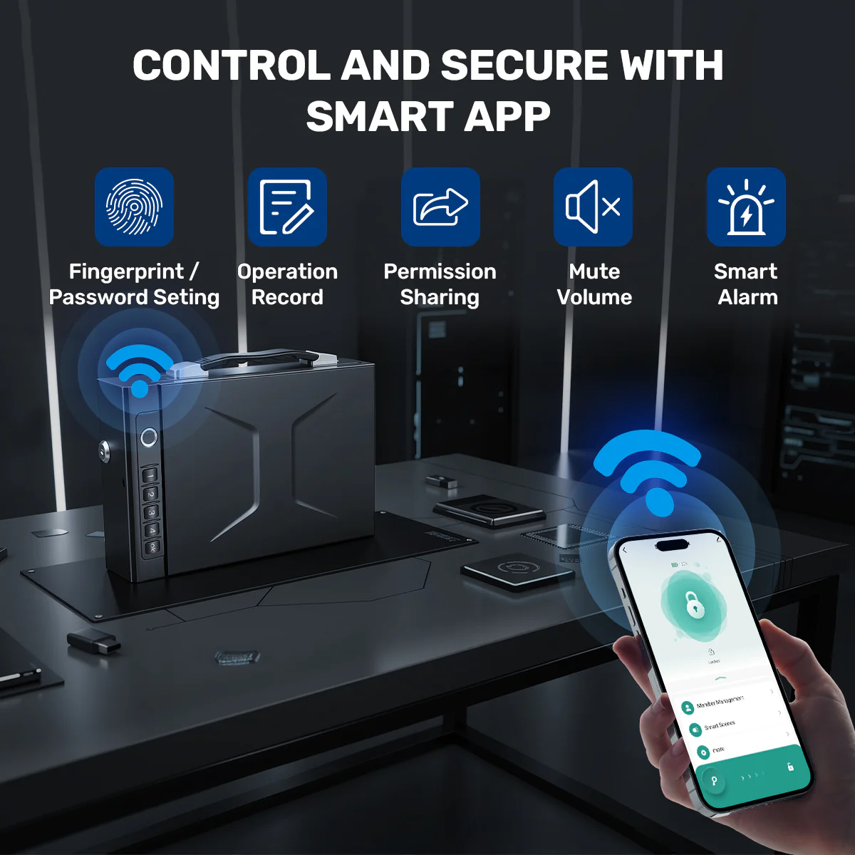 SH06 Pistol Safe, Portable Handle Gun Box Fingerprints APP - Image 4