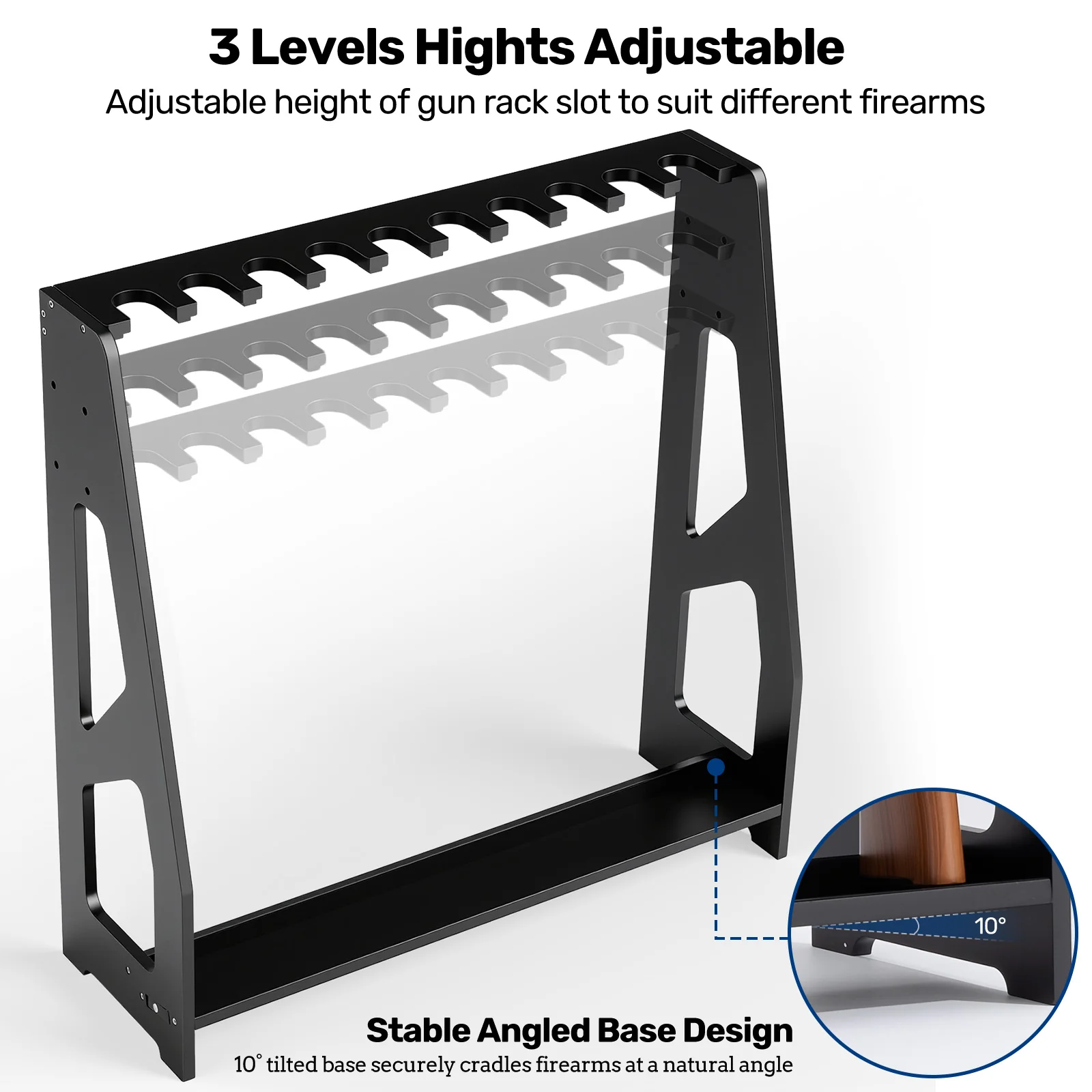 UWR-MA10 Rifle Racks, 10 Long Gun Floor Standing with Pistol Shelves - Image 4