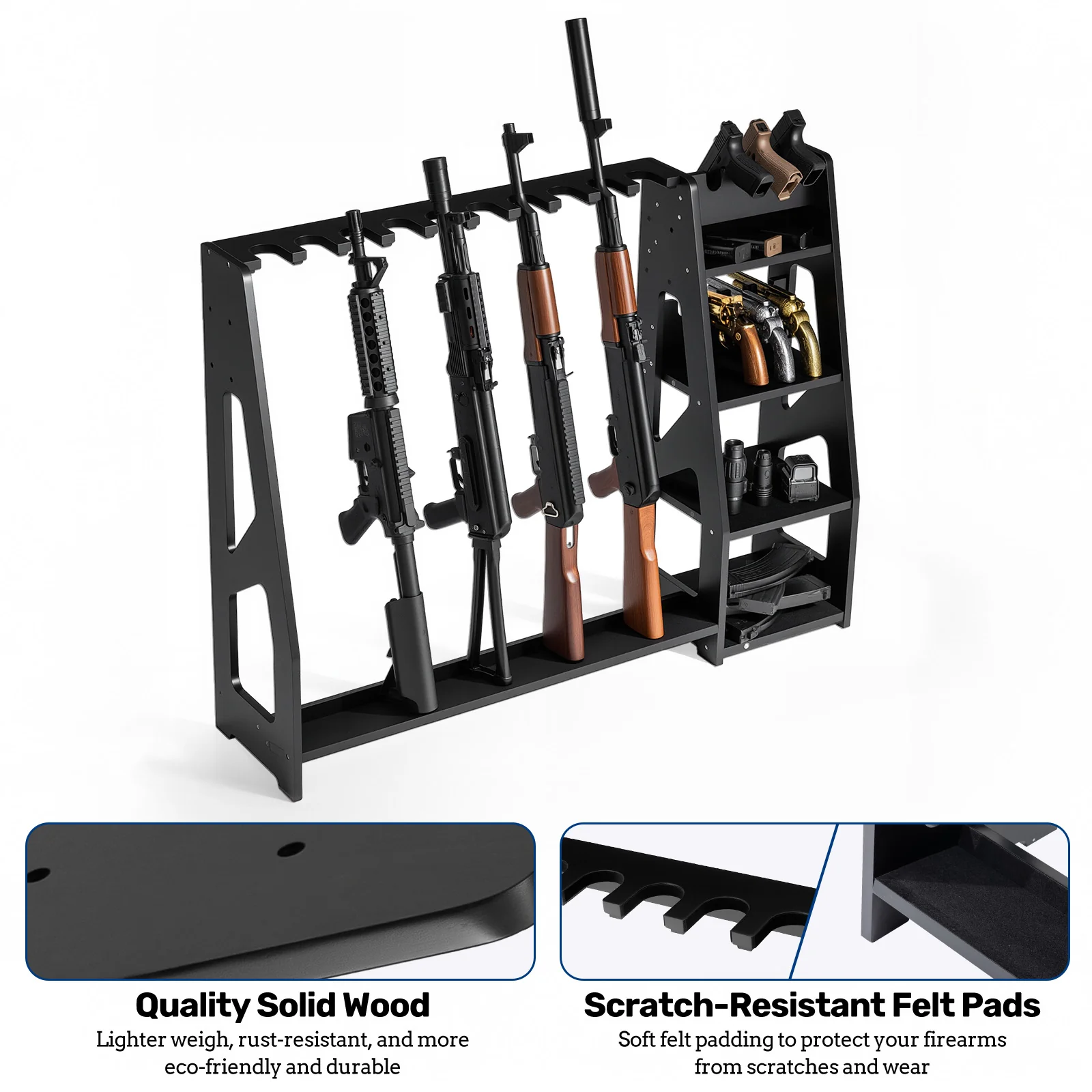 UWR-MA10 Rifle Racks, 10 Long Gun Floor Standing with Pistol Shelves - Image 6