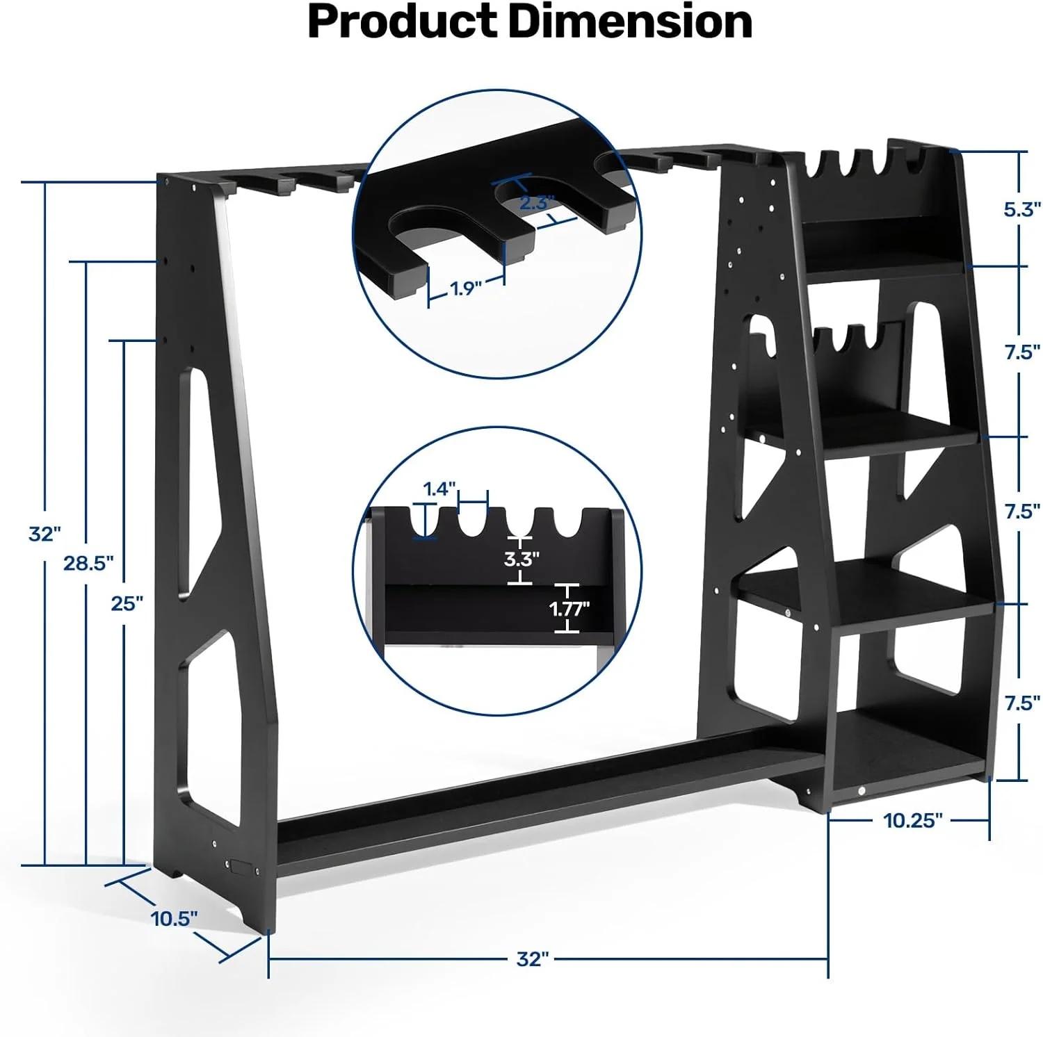 UWR-MA10 Rifle Racks, 10 Long Gun Floor Standing with Pistol Shelves - Image 8