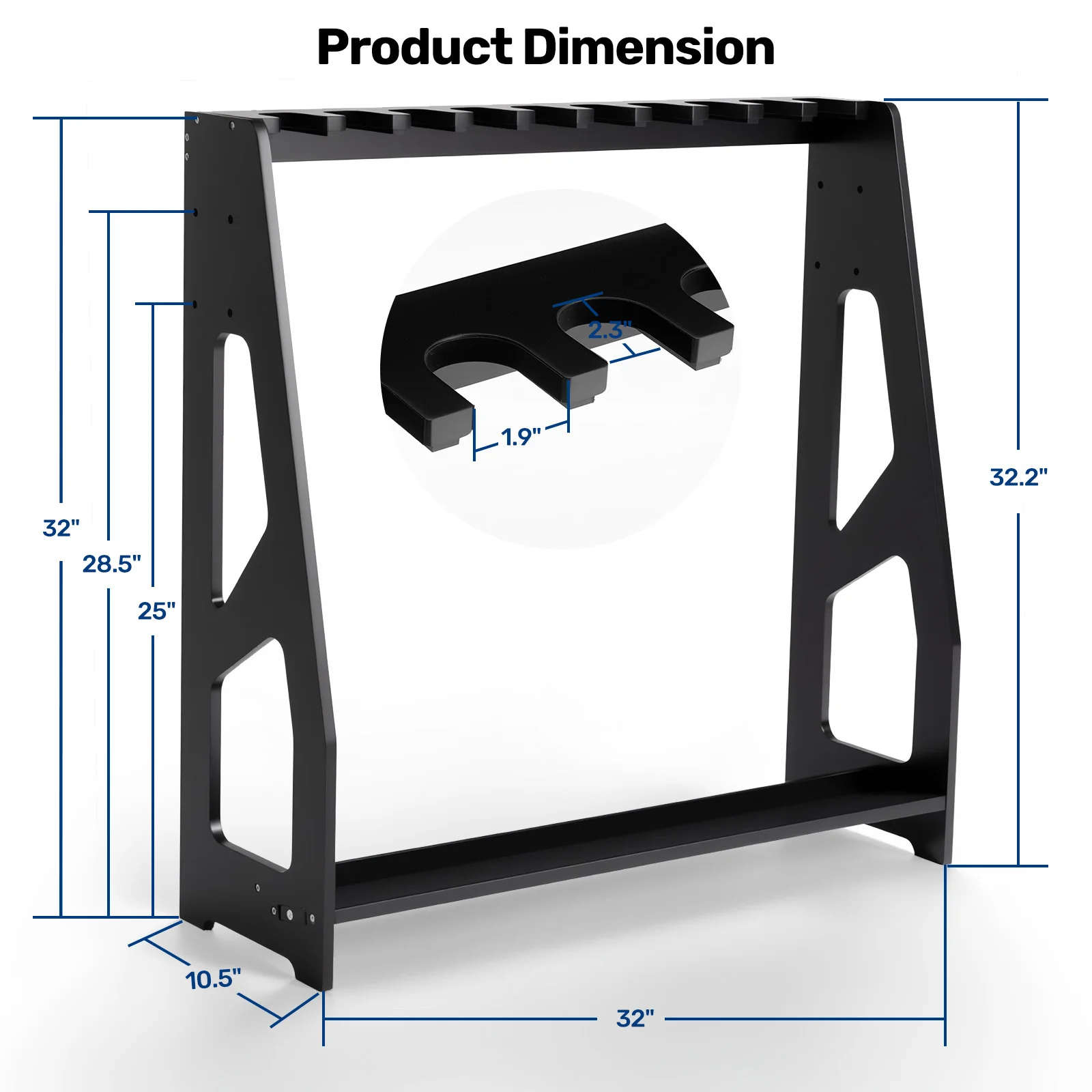 UWR-MB10 Gun Racks, 10 Long Gun Floor Standing Adjustable Holder - Image 6