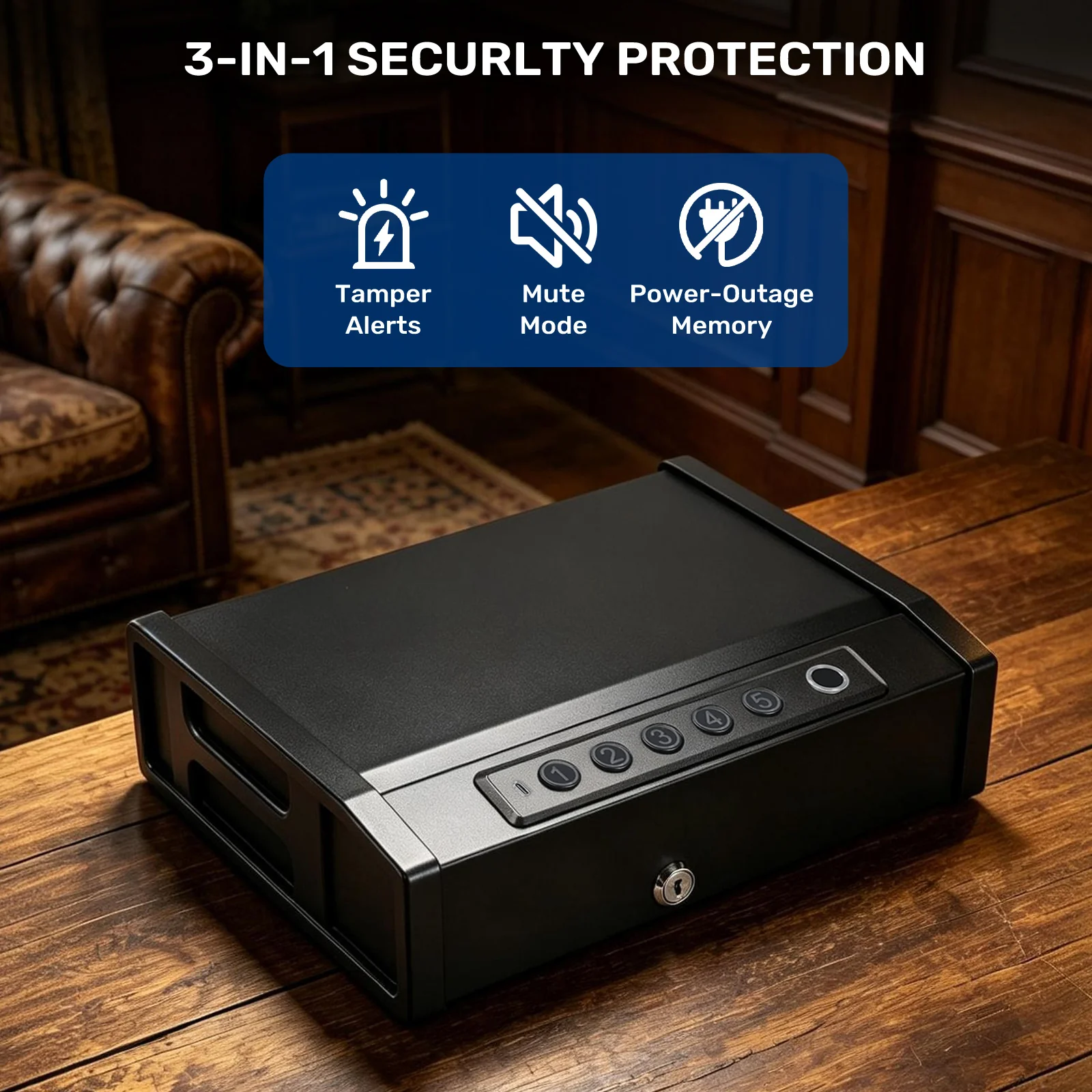 XH-T02 Pistol Safe, Portable Gun Box with Fingerprint Quick Access - Image 5