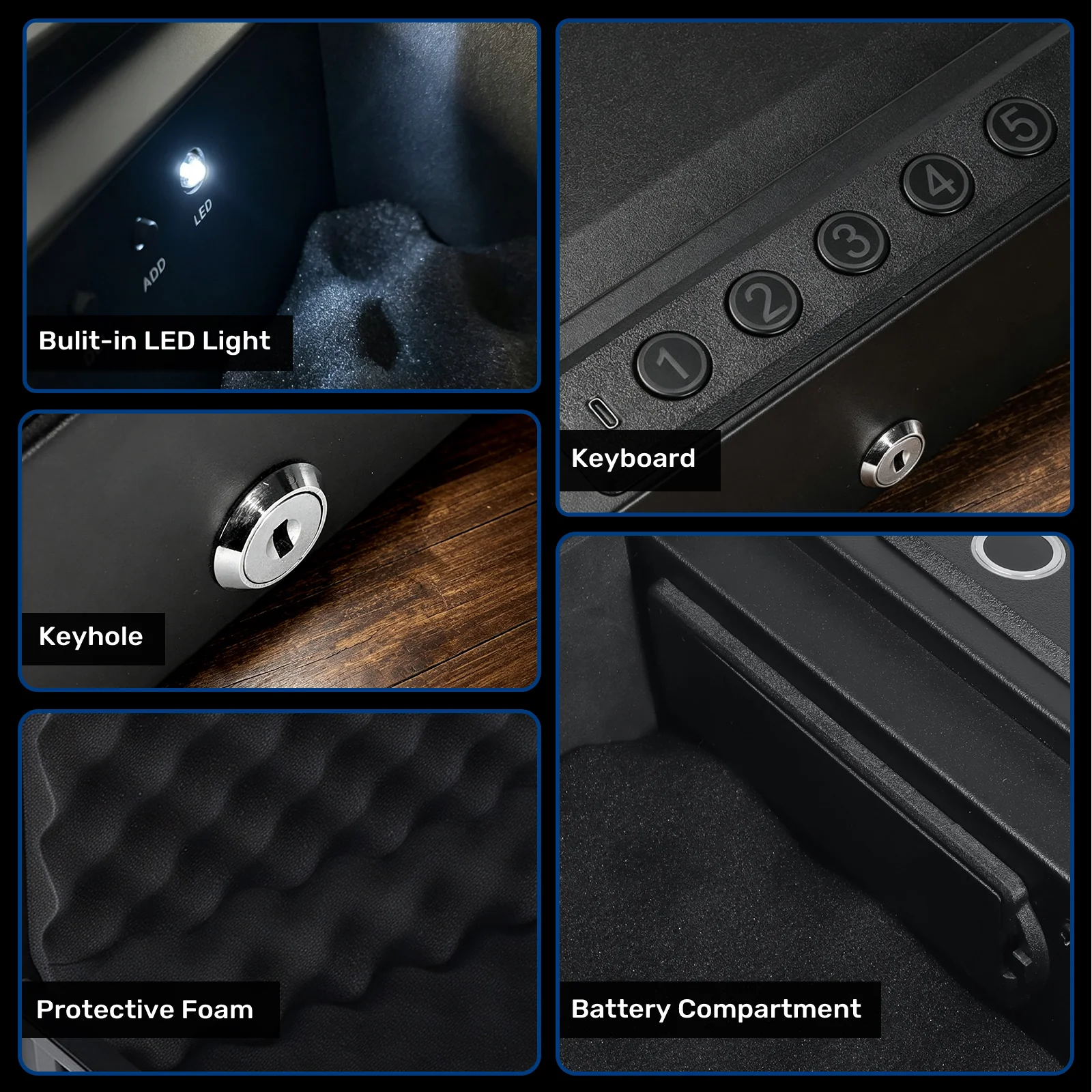 XH-T02 Pistol Safe, Portable Gun Box with Fingerprint Quick Access - Image 6