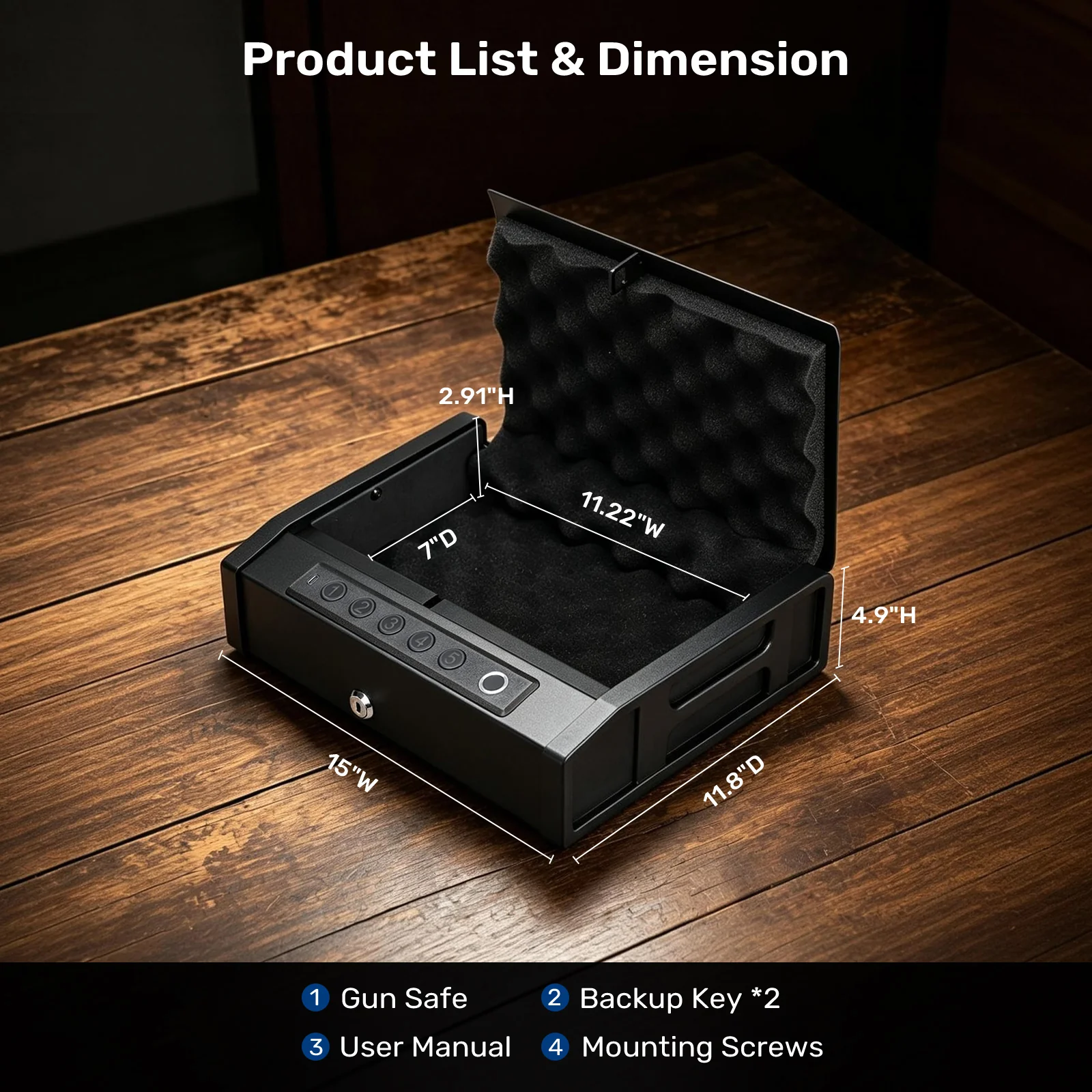 XH-T02 Pistol Safe, Portable Gun Box with Fingerprint Quick Access - Image 7